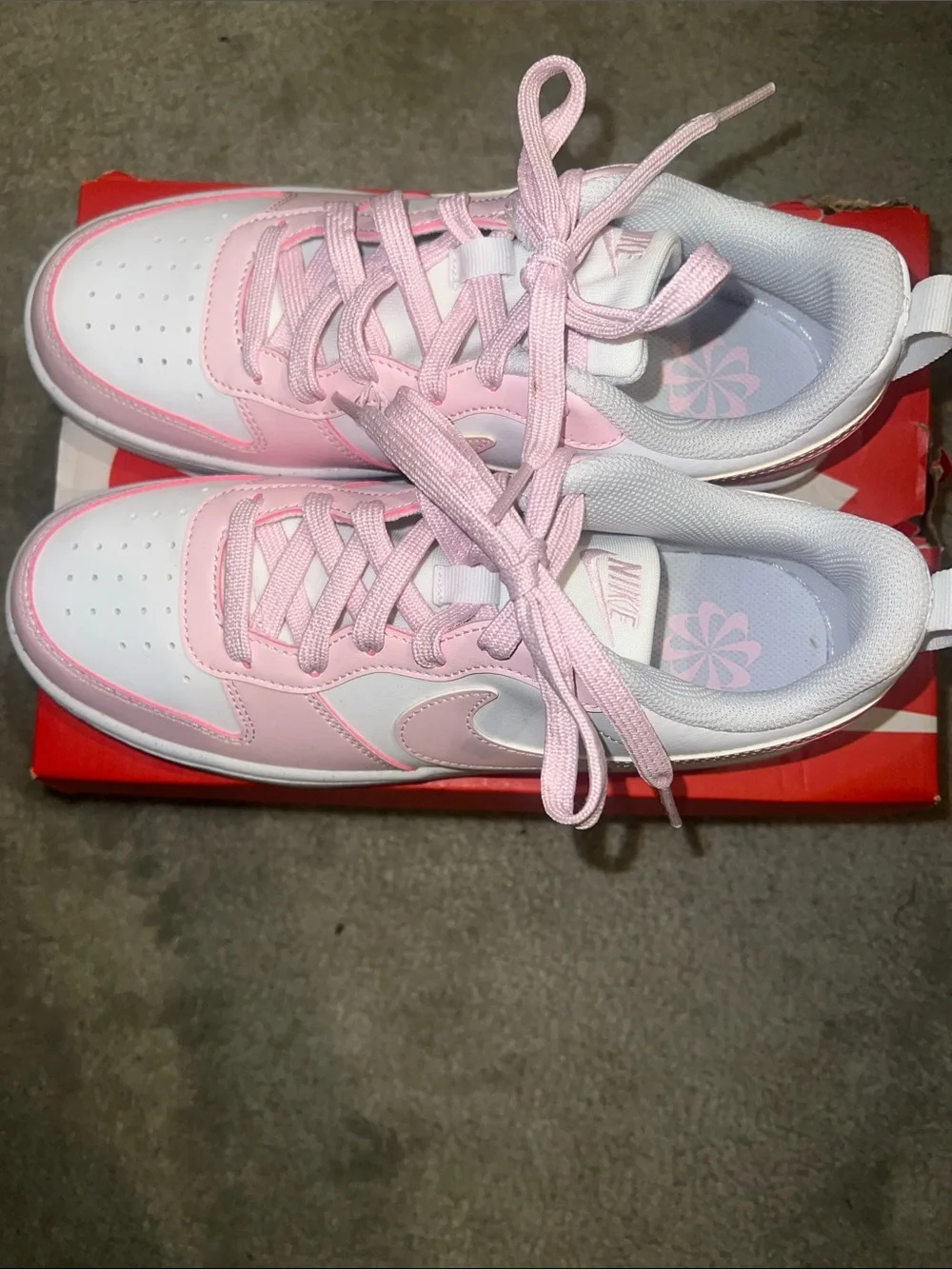 Nike Pink and White Low-Top Sneakers